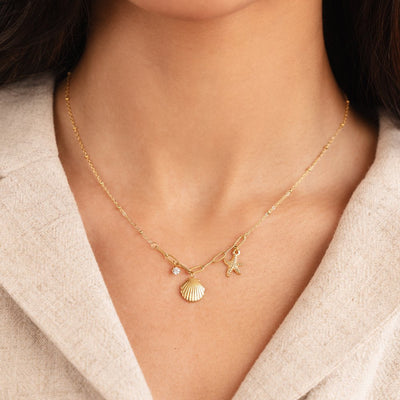Golden Seashell & Starfish Necklace - Beautiful Earth Boutique