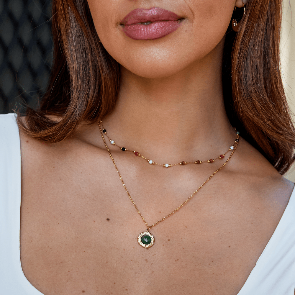 Green Aventurine Coin Necklace - Beautiful Earth Boutique