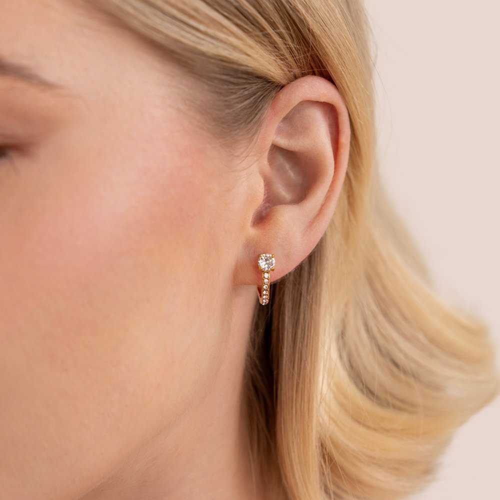 Ivory White Crystal Hoop Earrings - Beautiful Earth Boutique