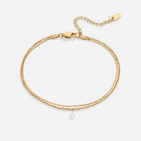 Layered Dainty Pearl Anklet