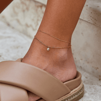Layered Dainty Pearl Anklet