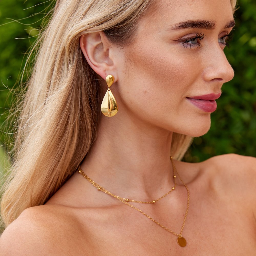 Lia Gold Drop Earrings - Beautiful Earth Boutique