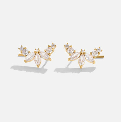 Lily Crystal Gold Leaf Earrings