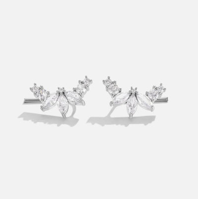 Lily Crystal Silver Leaf Earrings
