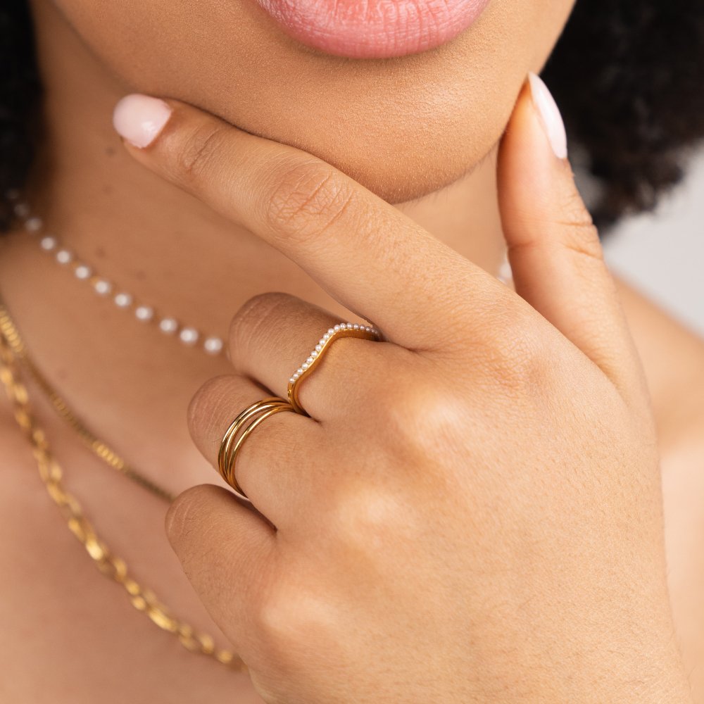 Mina Pearl Wave Ring - Beautiful Earth Boutique