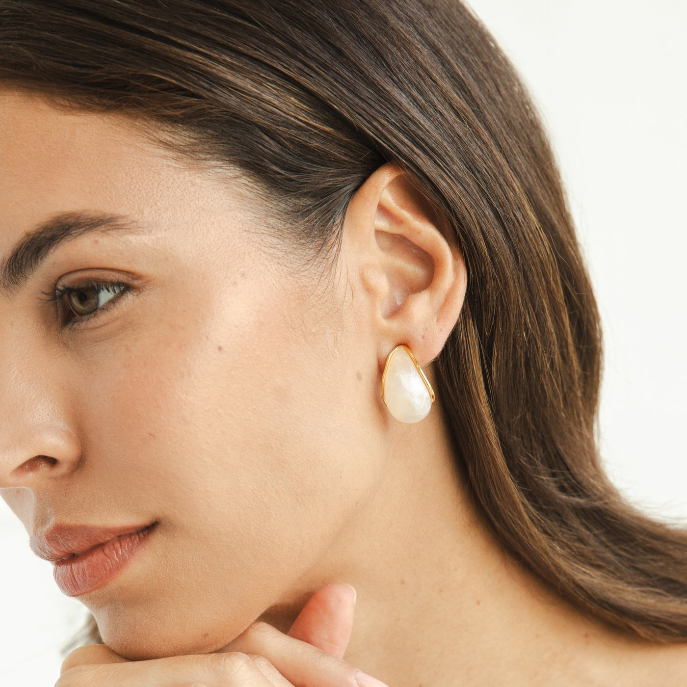 Mother Of Pearl Curved Earrings - Beautiful Earth Boutique