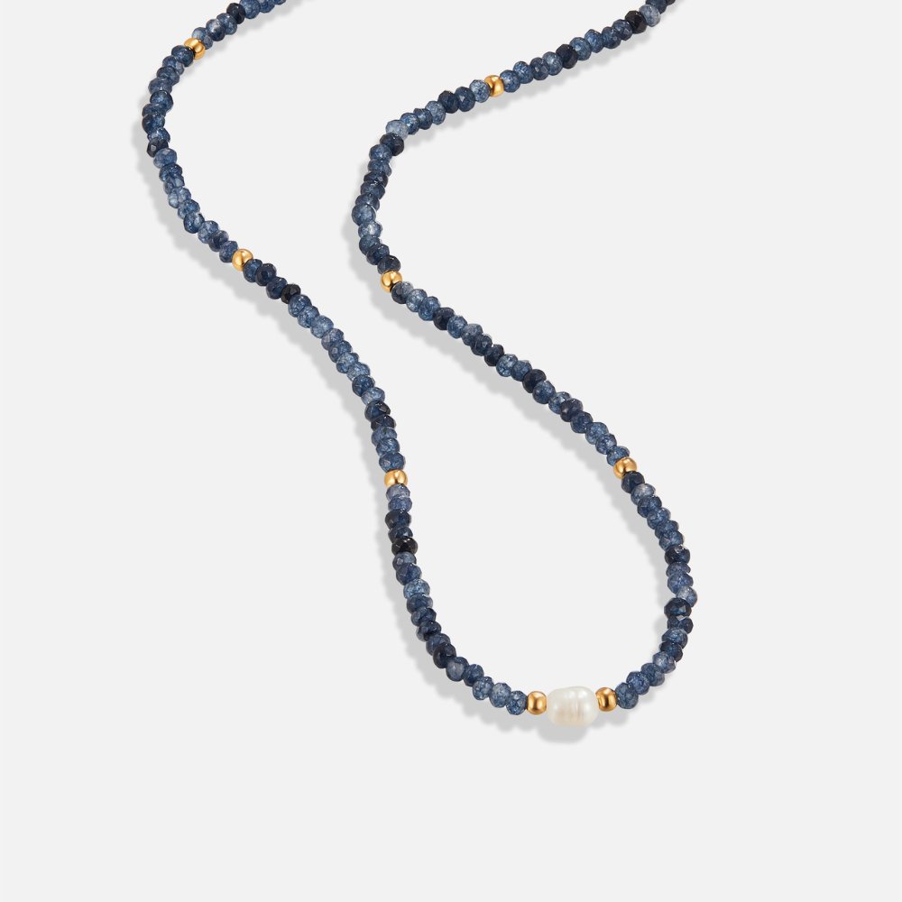 Navy Sodalite Pearl & Bead Necklace - Beautiful Earth Boutique