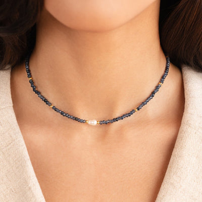 Navy Sodalite Pearl & Bead Necklace - Beautiful Earth Boutique