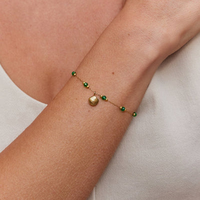 Nerissa Gold Shell & Green Bead Bracelet - Beautiful Earth Boutique