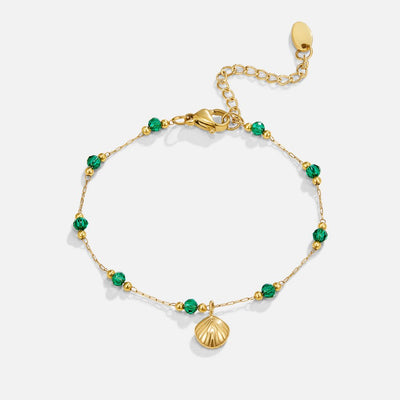 Nerissa Gold Shell & Green Bead Bracelet - Beautiful Earth Boutique