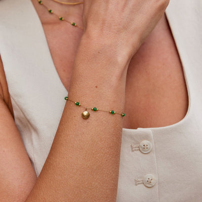 Nerissa Gold Shell & Green Bead Bracelet - Beautiful Earth Boutique