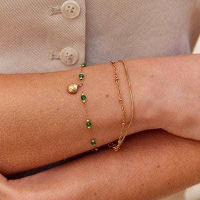 Nerissa Gold Shell & Green Bead Bracelet - Beautiful Earth Boutique