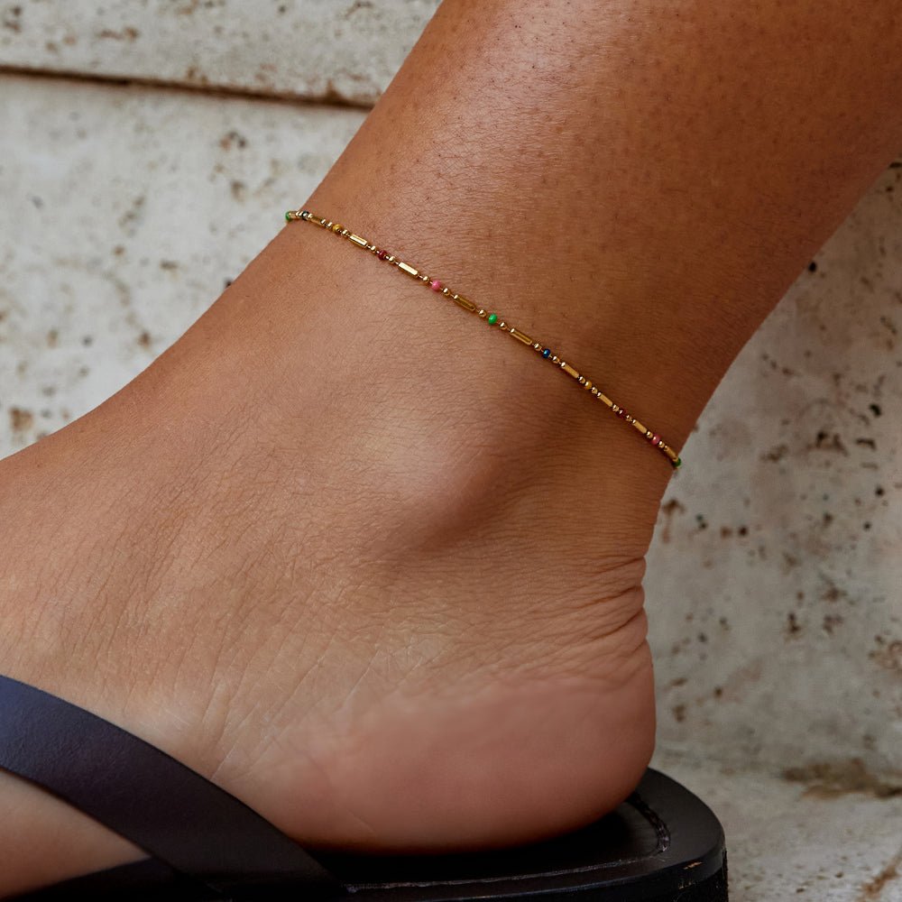 Rainbow Bead Anklet - Beautiful Earth Boutique