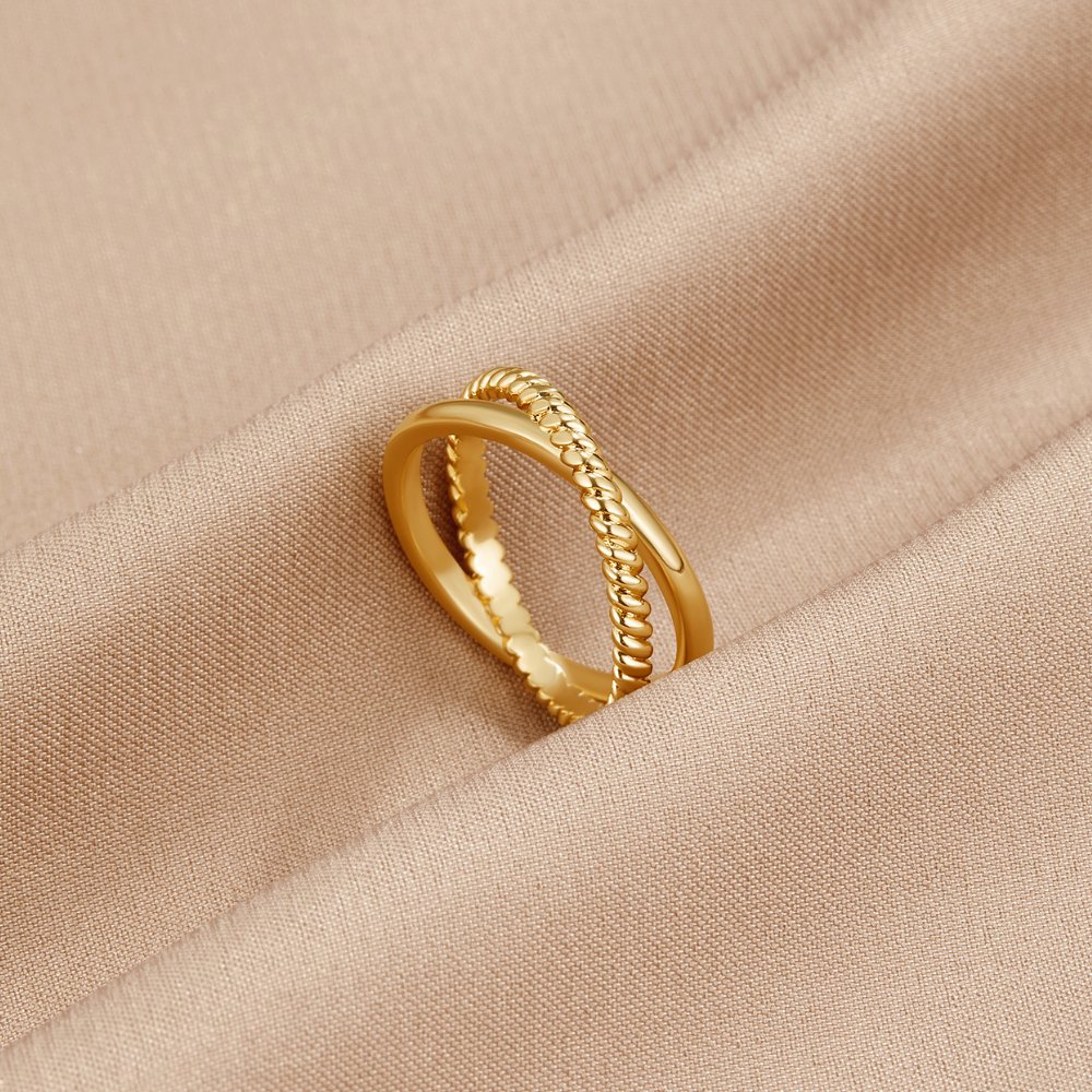Serena Gold Crossed Ring – Beautiful Earth Boutique