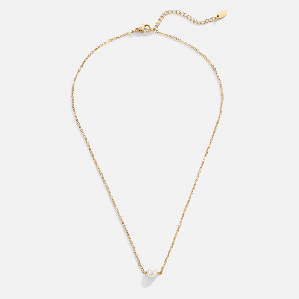 Solitaire Gold Pearl Necklace - Beautiful Earth Boutique