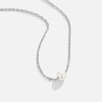 Solitaire Silver Pearl Necklace - Beautiful Earth Boutique