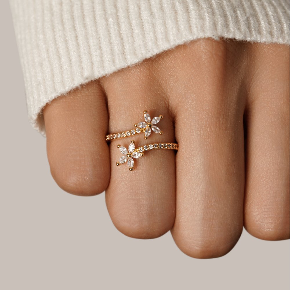 Spring Bloom Gold Crystal Ring - Beautiful Earth Boutique
