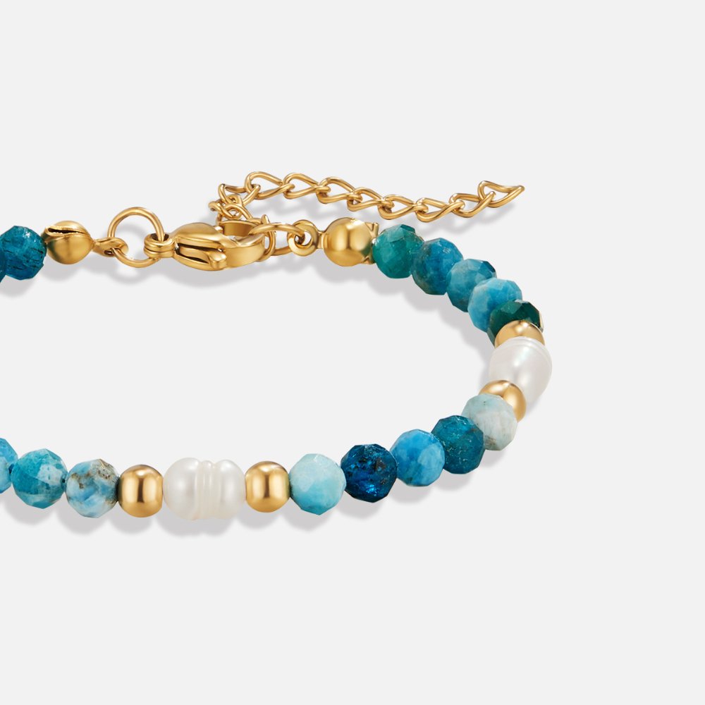 Turquoise Blue & Pearl Bead Bracelet - Beautiful Earth Boutique