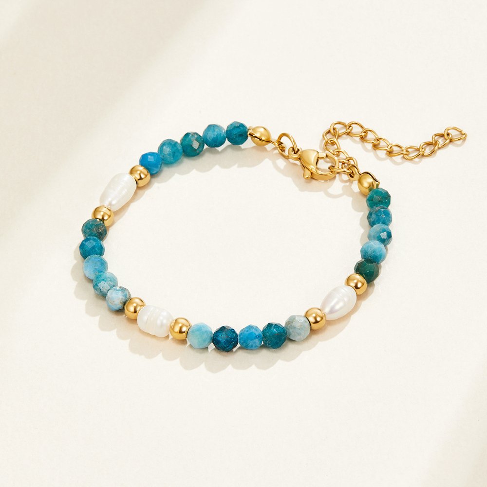 Turquoise Blue & Pearl Bead Bracelet - Beautiful Earth Boutique