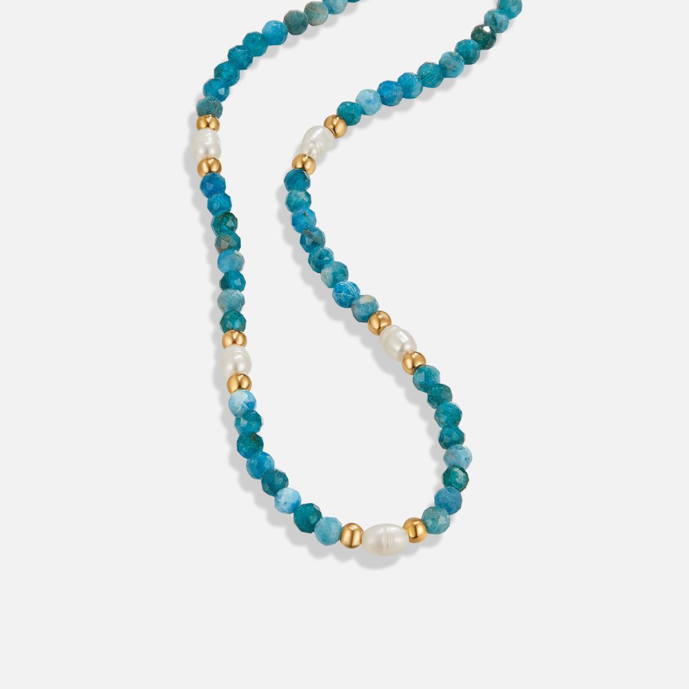 Turquoise Blue & Pearl Bead Necklace - Beautiful Earth Boutique
