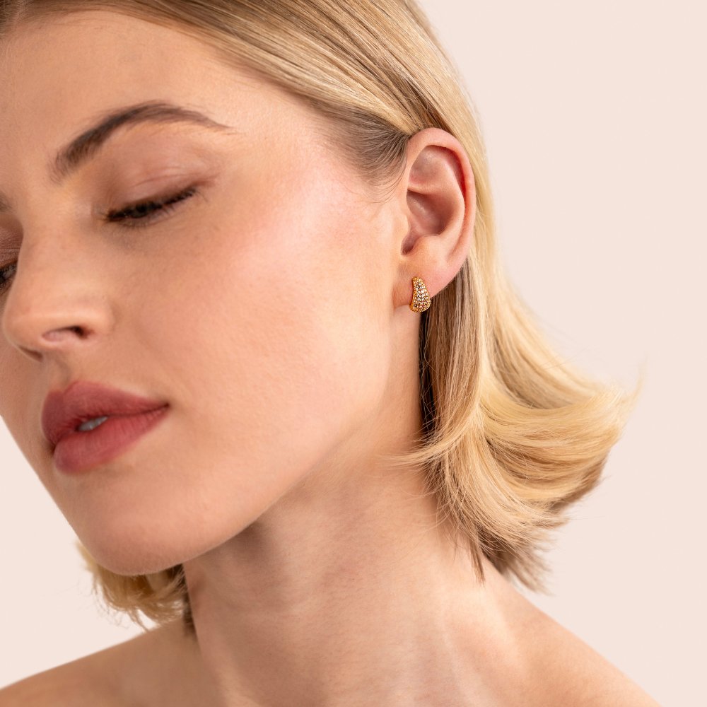 Valentina Crystal Semi Hoop Earrings - Beautiful Earth Boutique