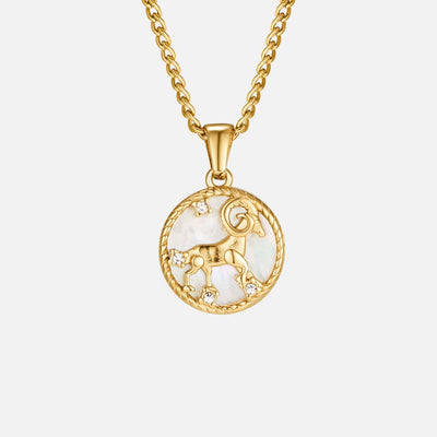 White Shell Zodiac Coin Necklace - Beautiful Earth Boutique