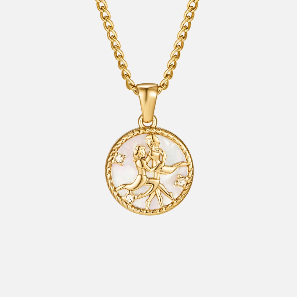 White Shell Zodiac Coin Necklace - Beautiful Earth Boutique