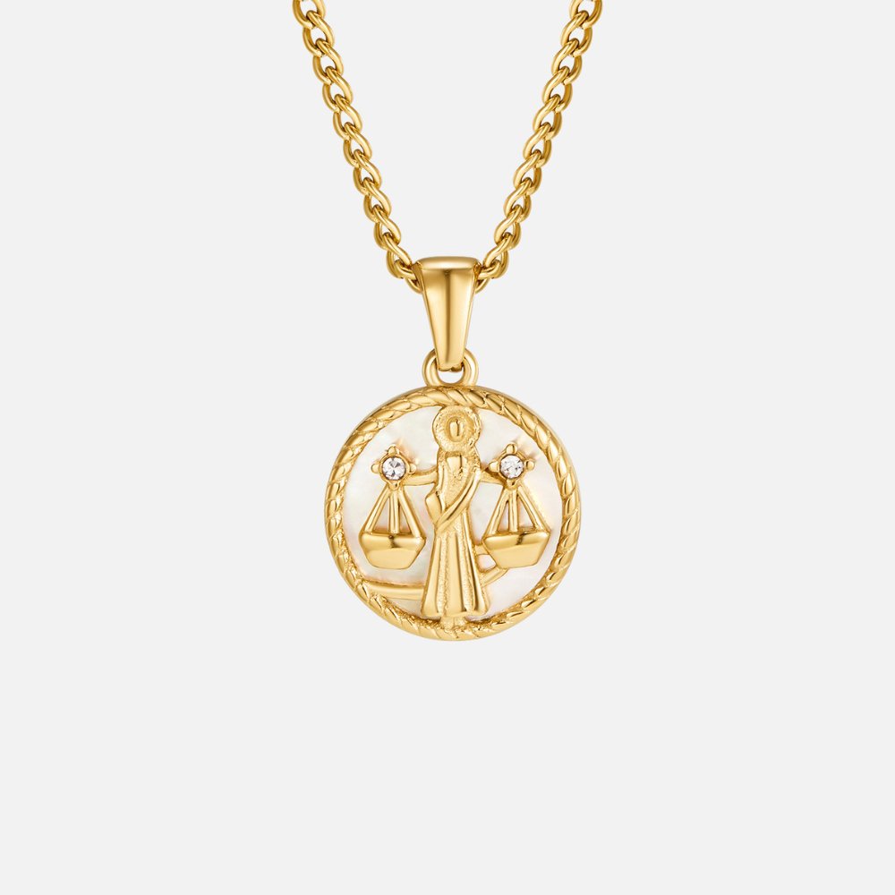 White Shell Zodiac Coin Necklace - Beautiful Earth Boutique