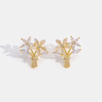 14K Gold Crystal Bouquet Earrings - Beautiful Earth Boutique