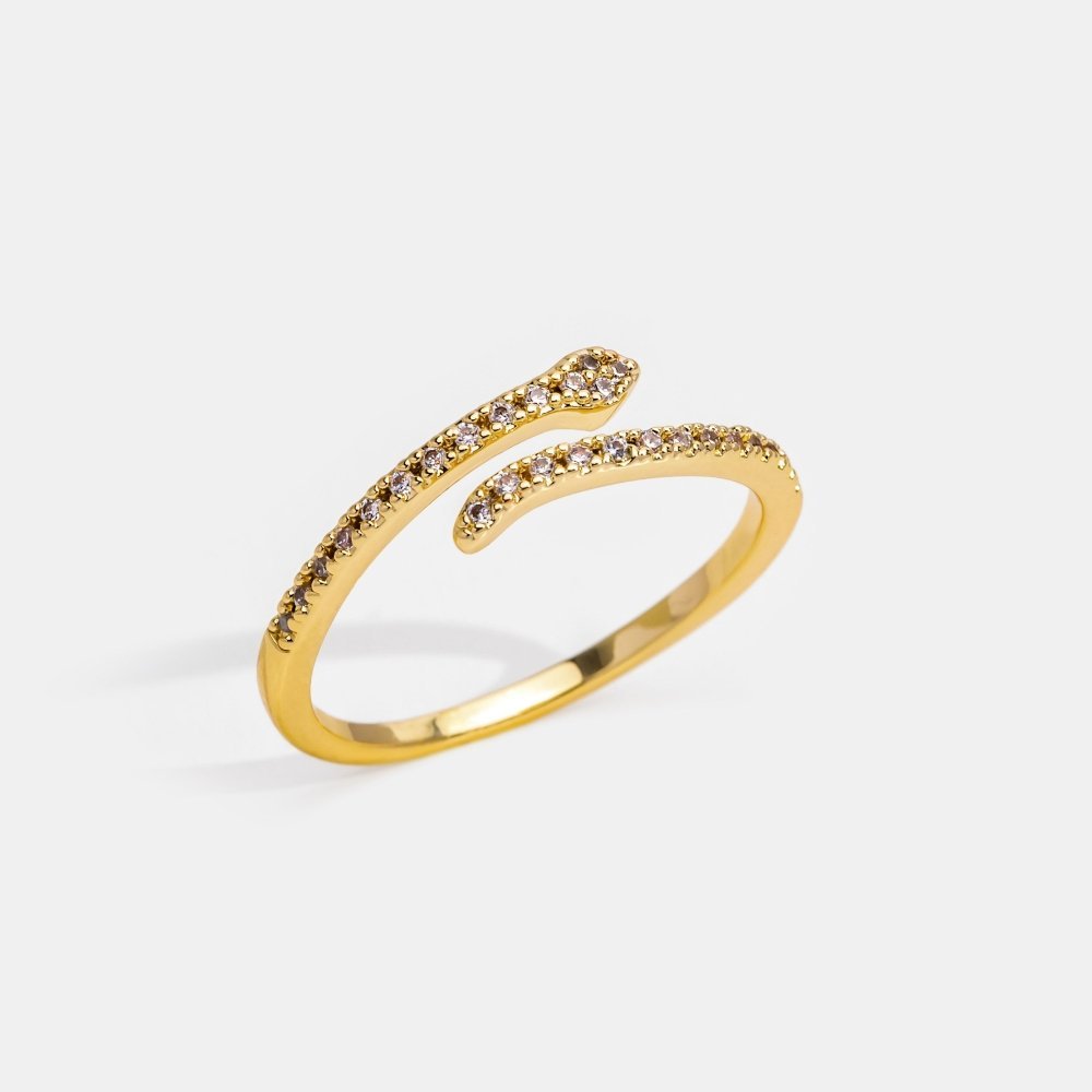 14K Gold Crystal Snake Medusa Ring - Beautiful Earth Boutique