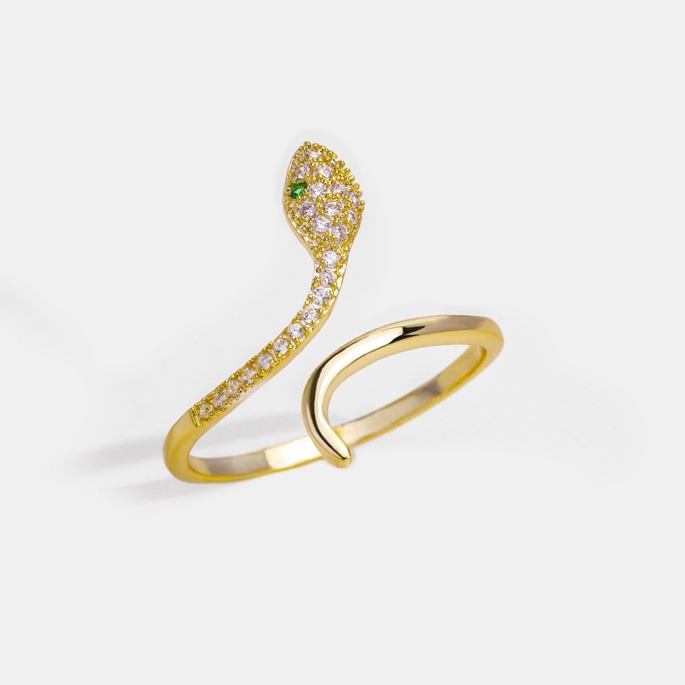 14K Gold Crystal Snake Rings - Beautiful Earth Boutique