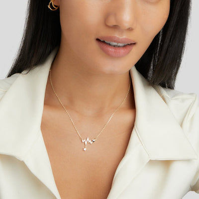 14K Gold Heartbeat Necklace - Beautiful Earth Boutique