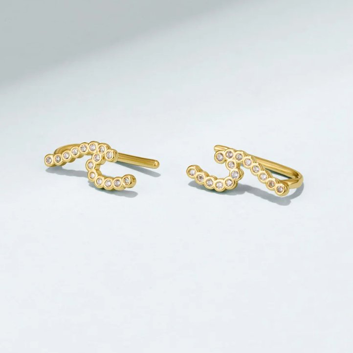 18K Gold Crystal Wave Earrings - Beautiful Earth Boutique