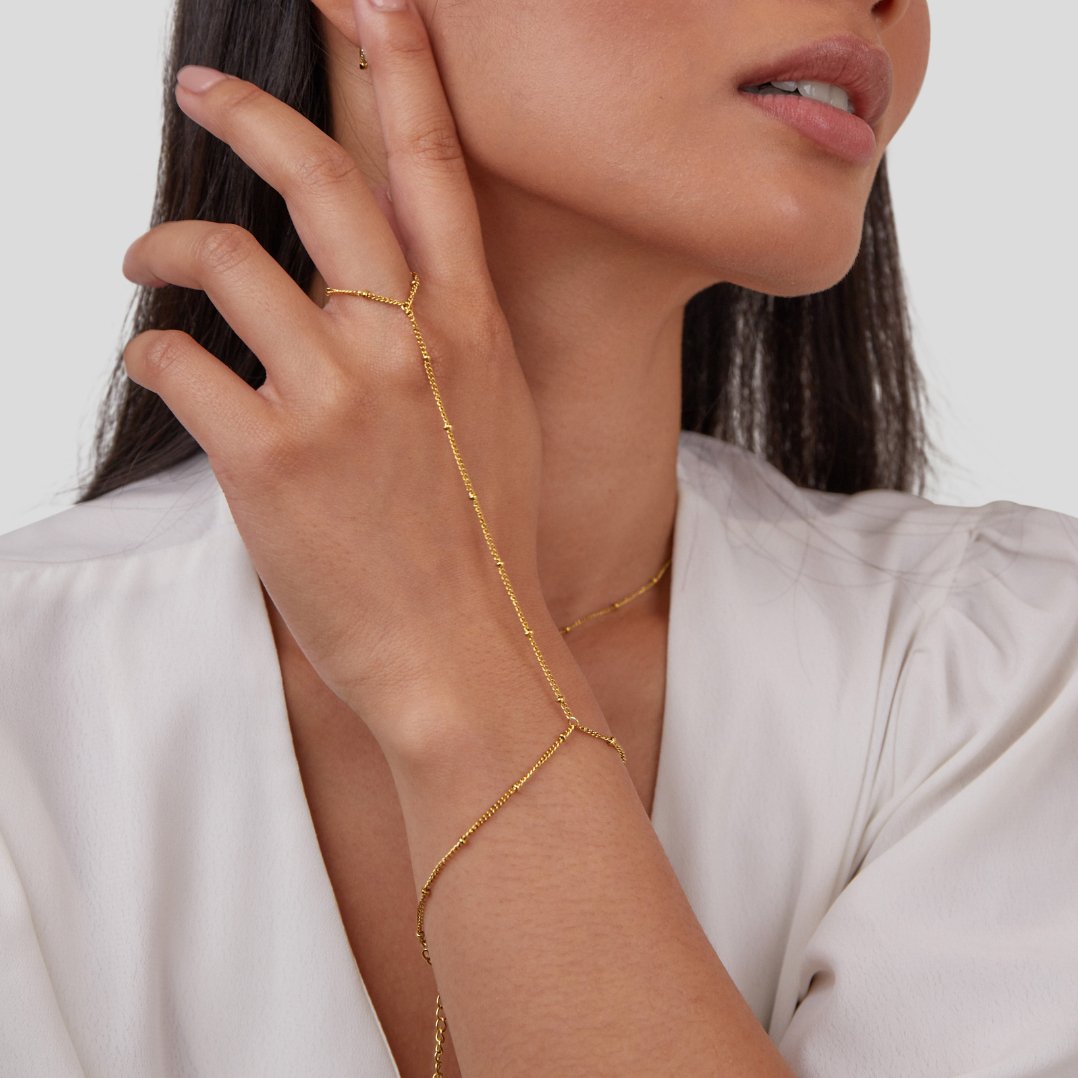 18K Gold Hand Chain Bracelet - Beautiful Earth Boutique