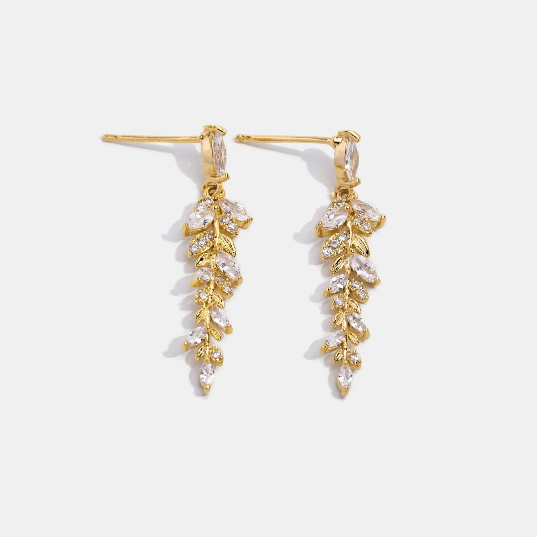 18K Gold Leaf Drop Earrings – Beautiful Earth Boutique