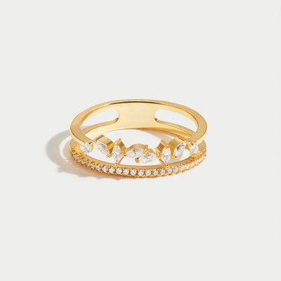 18K Gold Mia & Lilly Crystal Ring Set - Beautiful Earth Boutique