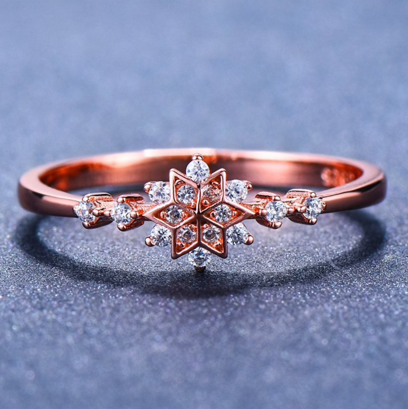 925 Sterling Silver Snowflake Ring Rose Gold - Beautiful Earth Boutique