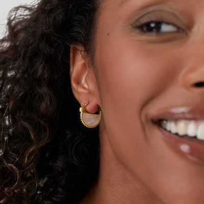 Adelfa White Shell Hoop Earrings - Beautiful Earth Boutique