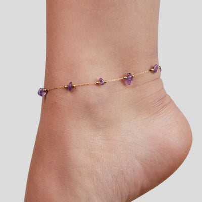 Amethyst Stone Anklet - Beautiful Earth Boutique