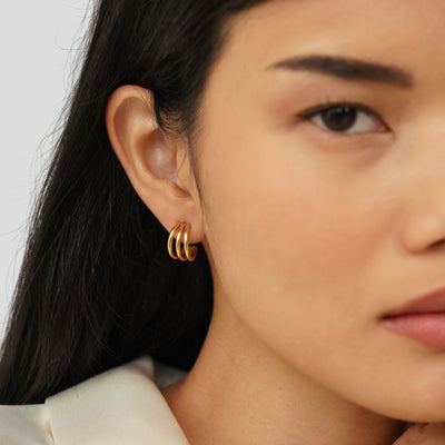 Anaya Triple Gold Hoop Earrings - Beautiful Earth Boutique