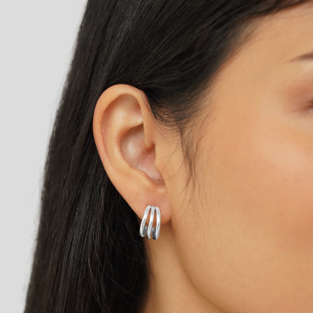 Anaya Triple Silver Hoop Earrings - Beautiful Earth Boutique