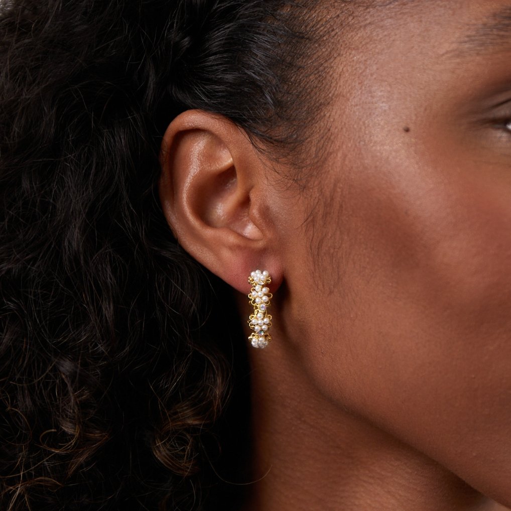 Anika Pearl Flower Earrings - Beautiful Earth Boutique