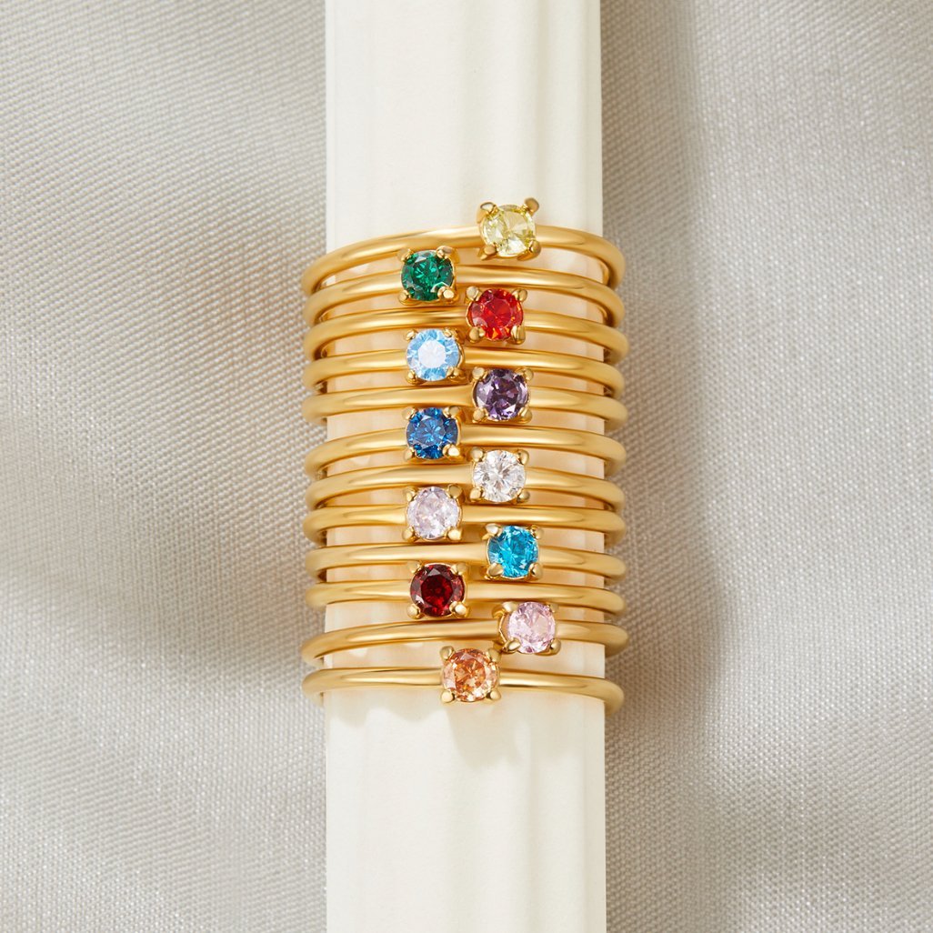April Birthstone 18K Gold Ring - Beautiful Earth Boutique