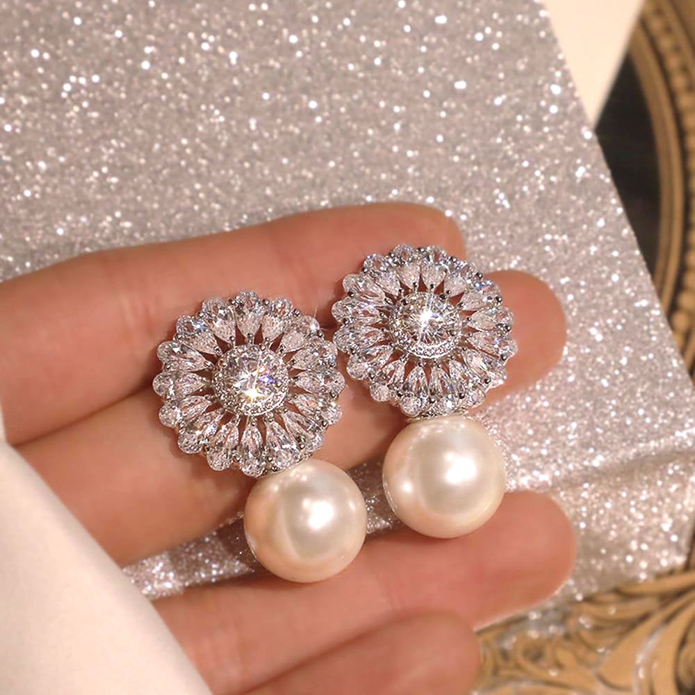 Aria Pearl Crystal Earrings - Beautiful Earth Boutique