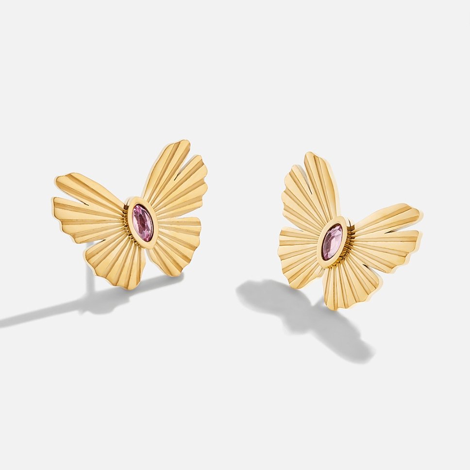 Aria Purple & Gold Butterfly Earrings - Beautiful Earth Boutique