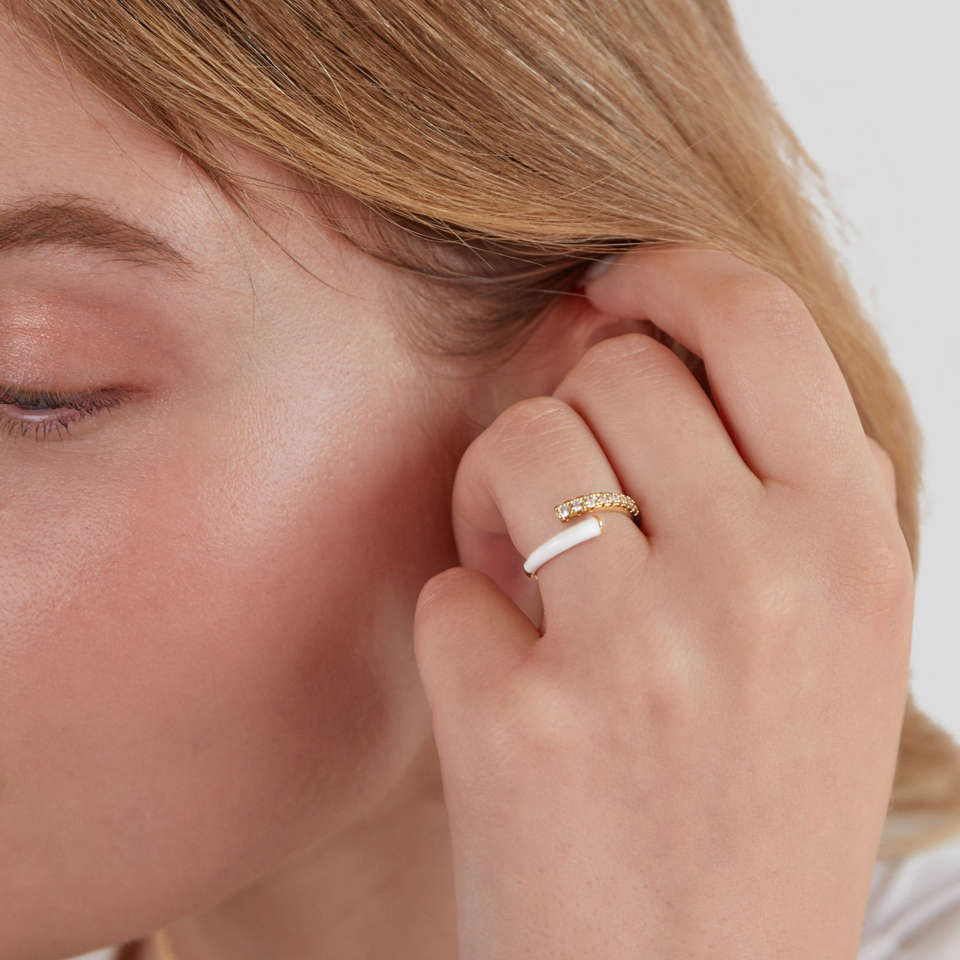 Arya Gold & White Shell Wrap Ring - Beautiful Earth Boutique