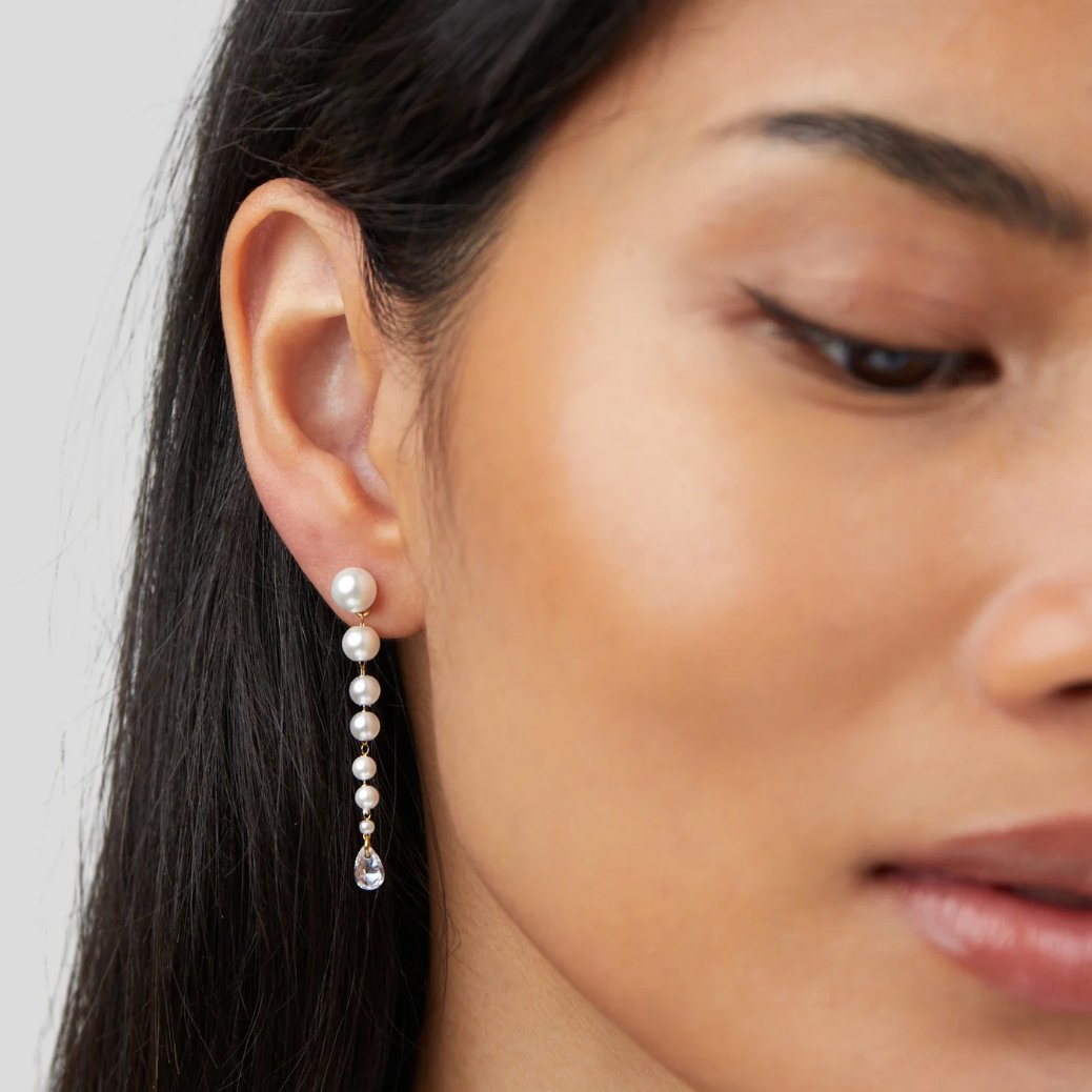 Aryella Pearl & Crystal Drop Earrings - Beautiful Earth Boutique