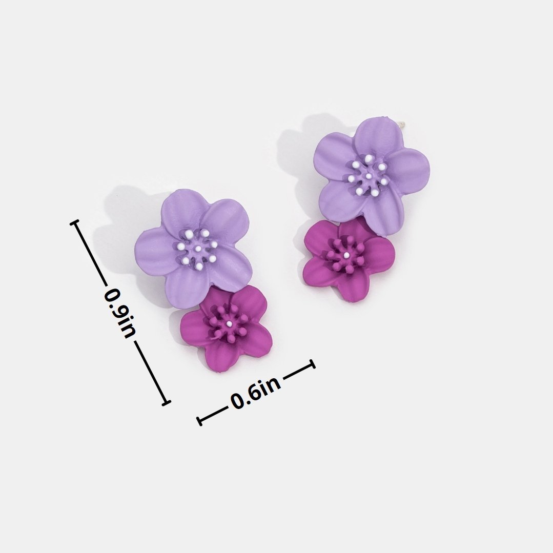 Blooming Purple Double Petal Earrings - Beautiful Earth Boutique