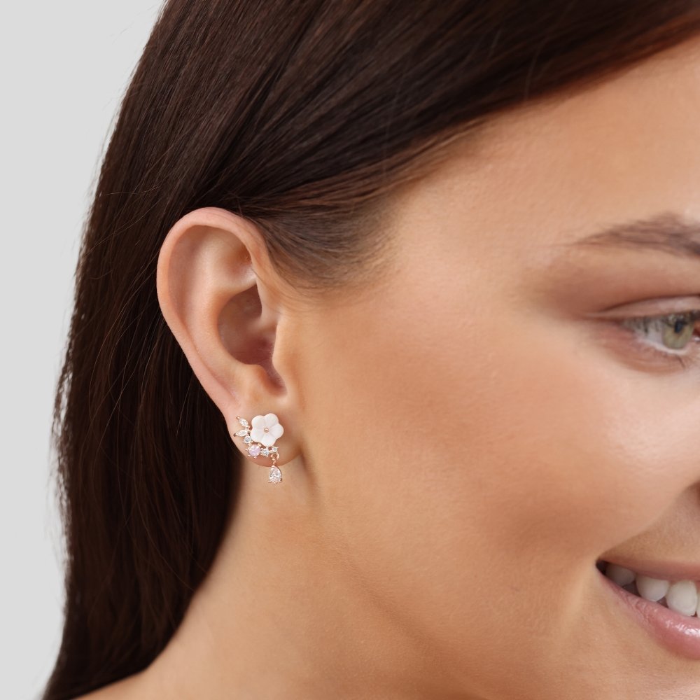 Blooming Silver White Petal Earrings - Beautiful Earth Boutique