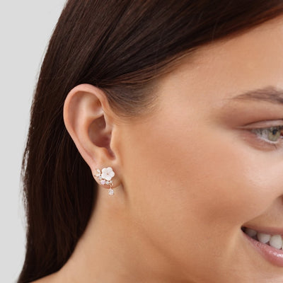 Blooming Silver White Petal Earrings - Beautiful Earth Boutique